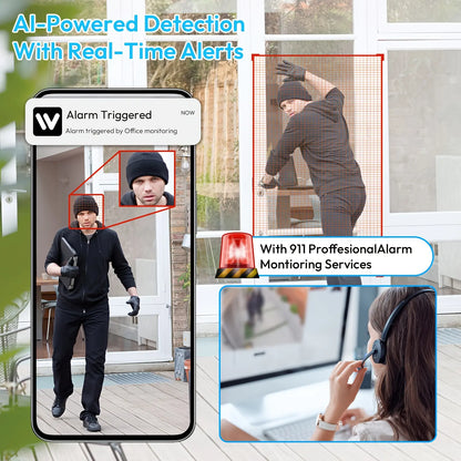 Home Security Surveillance Camera, 1Pc, Wi-Fi Smart AI Home Camera, Supports One-Touch911Alarm System, 2-Way Audio, Two-Way Speaker, Supports Voice Intercom, Animal/Human Intelligent Detection, High-Definition Display, Motion Detection Alarm,