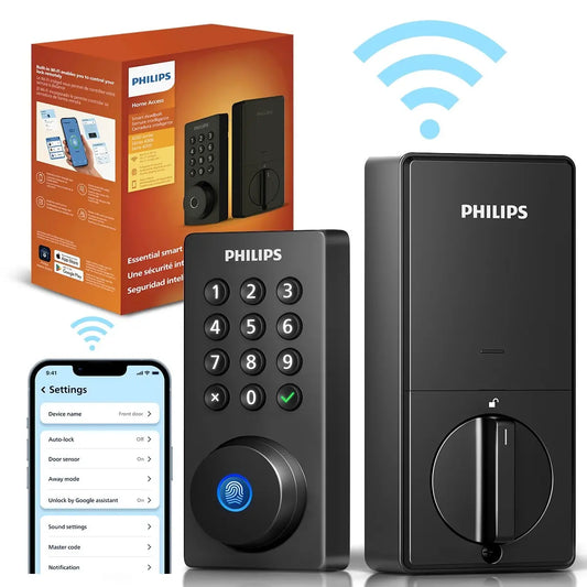 Philips Smart Fingerprint Door Lock, 5-In-1 Keyless Entry Deadbolt, App-Assisted Control, Built-In Wifi, 6-Month Battery Life L3
