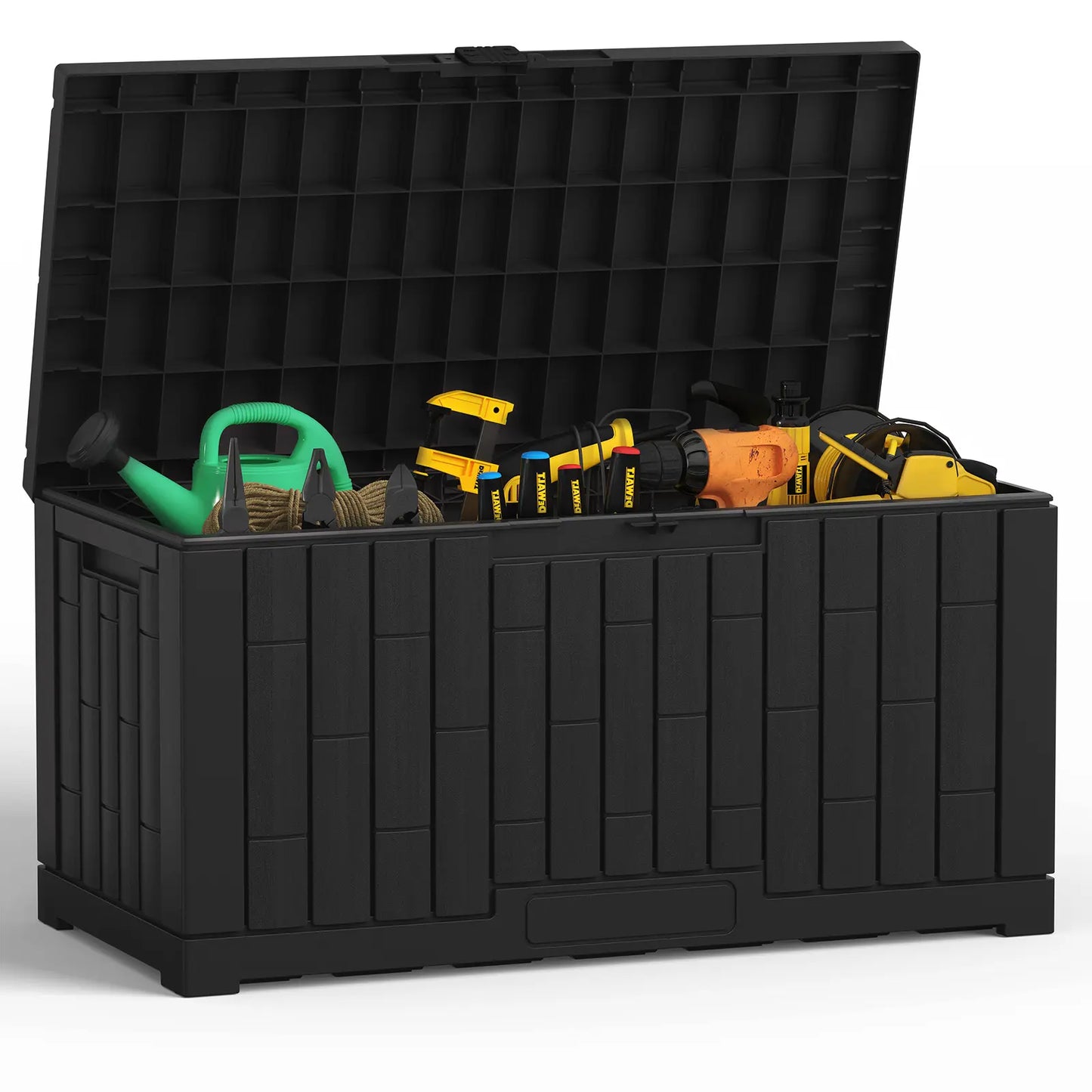 60 Gallon Outdoor Storage Box, Waterproof Resin Deck Box for Patio Cushions & Gardening Tools, Lockable & UV Resistant
