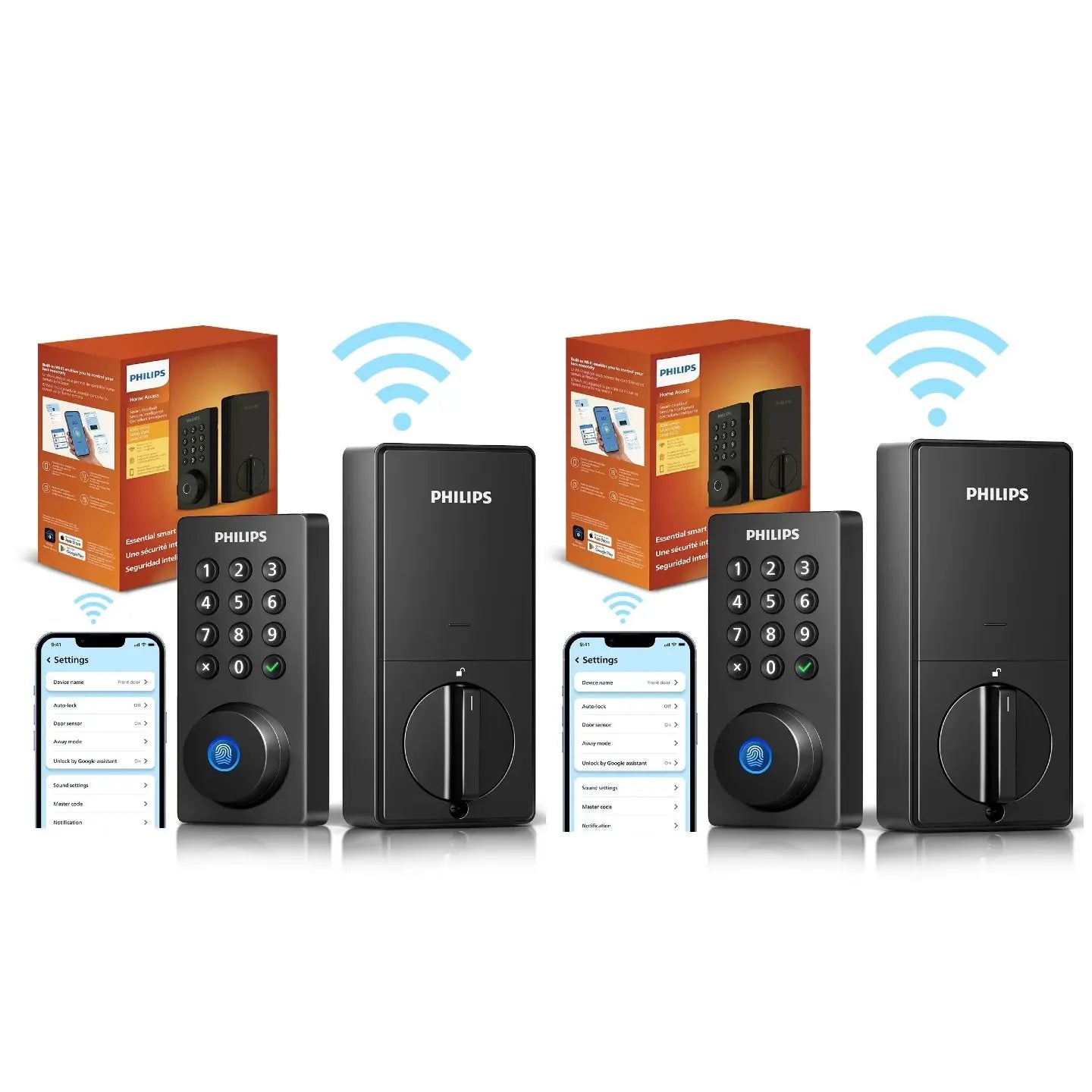 Philips Smart Fingerprint Door Lock, 5-In-1 Keyless Entry Deadbolt, App-Assisted Control, Built-In Wifi, 6-Month Battery Life L3