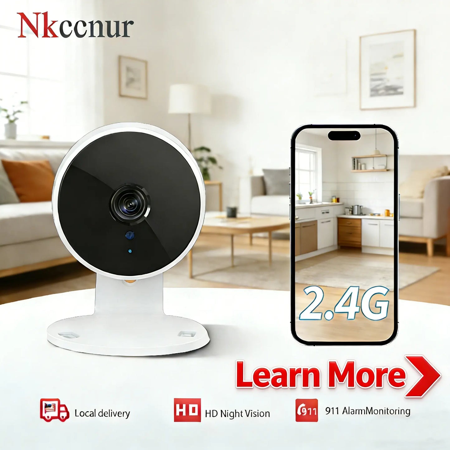 Home Security Surveillance Camera, 1Pc, Wi-Fi Smart AI Home Camera, Supports One-Touch911Alarm System, 2-Way Audio, Two-Way Speaker, Supports Voice Intercom, Animal/Human Intelligent Detection, High-Definition Display, Motion Detection Alarm,