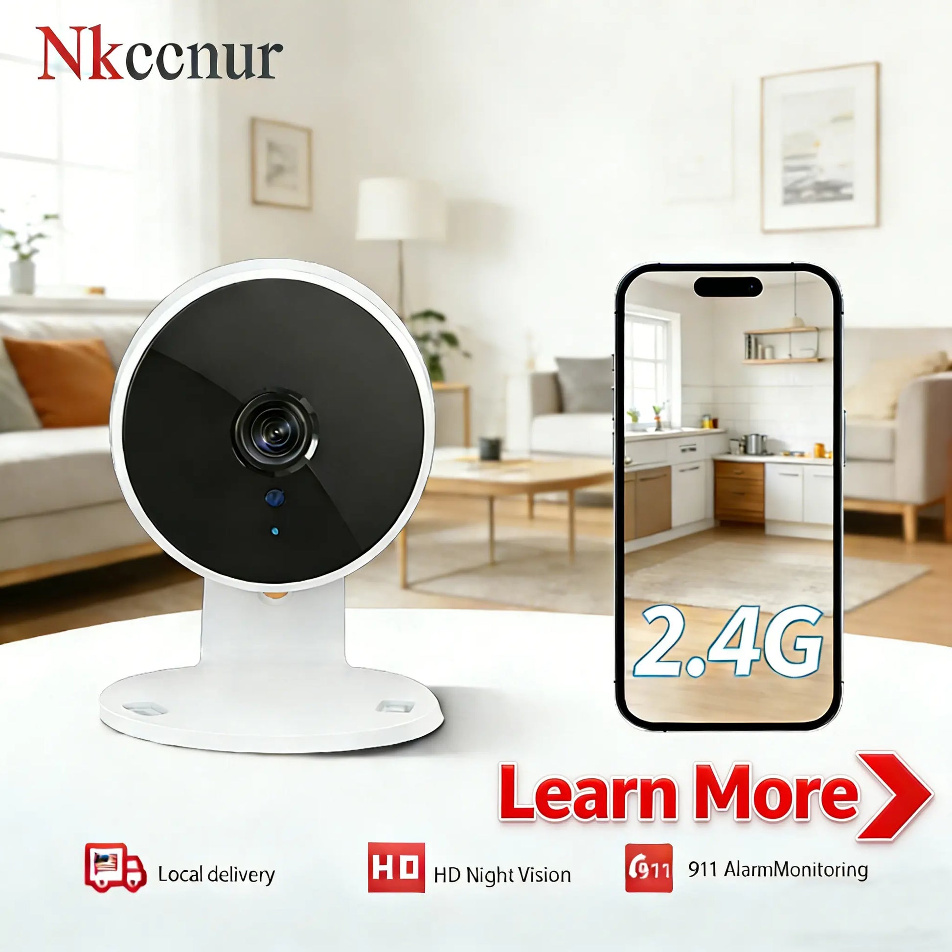 Home Security Surveillance Camera, 1Pc, Wi-Fi Smart AI Home Camera, Supports One-Touch911Alarm System, 2-Way Audio, Two-Way Speaker, Supports Voice Intercom, Animal/Human Intelligent Detection, High-Definition Display, Motion Detection Alarm,