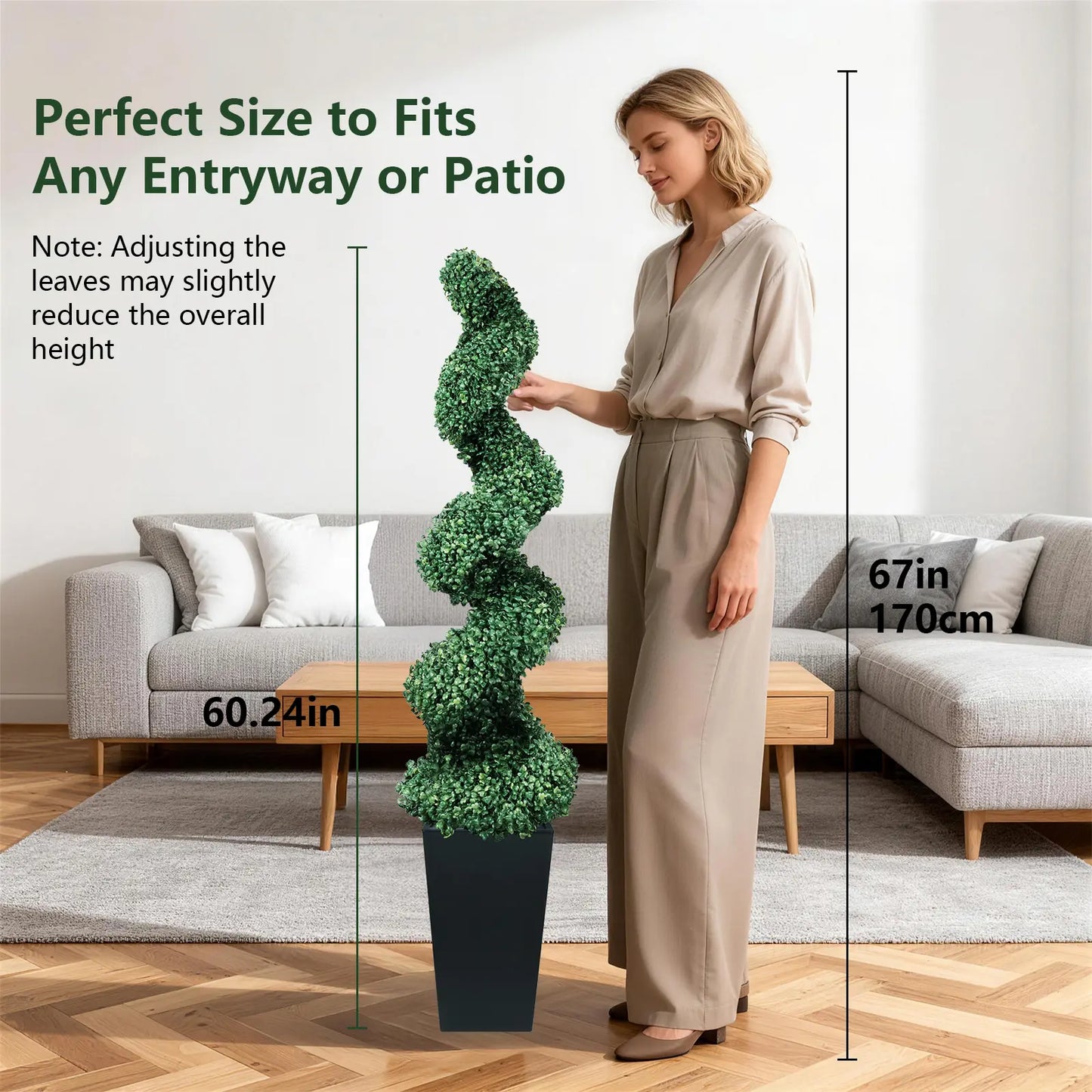 2 Pack 2/3/4 Ft Artificial Boxwood Spiral Plants, with Blackpots, Green Pe Wrought Iron Plants, Suitable for Porch, Garage, and Fireplace.Mother'S Day Gift