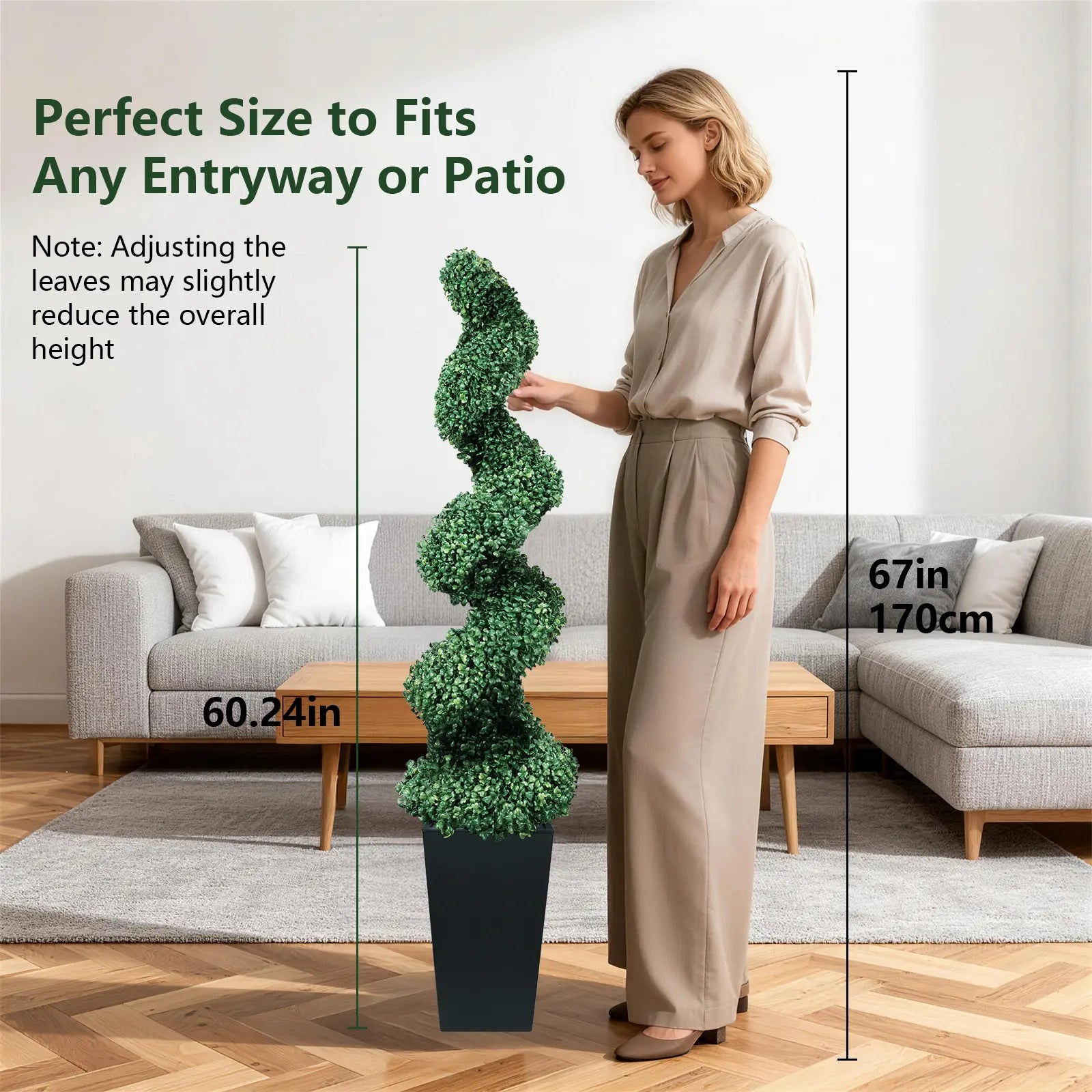 2 Pack 2/3/4 Ft Artificial Boxwood Spiral Plants, with Blackpots, Green Pe Wrought Iron Plants, Suitable for Porch, Garage, and Fireplace.Mother'S Day Gift