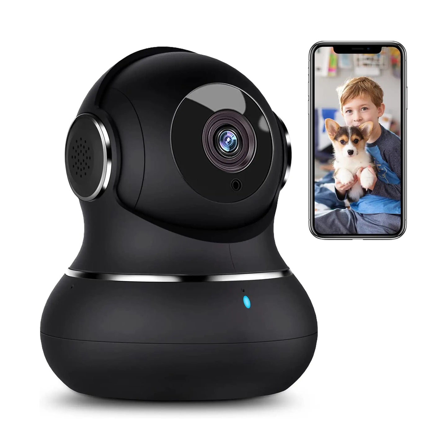 2K Indoor Camera: 360° Pan/Tilt Home Security for Pets, Motion Detection, Night Vision, 2-Way Audio, Alexa Compatible, App Control