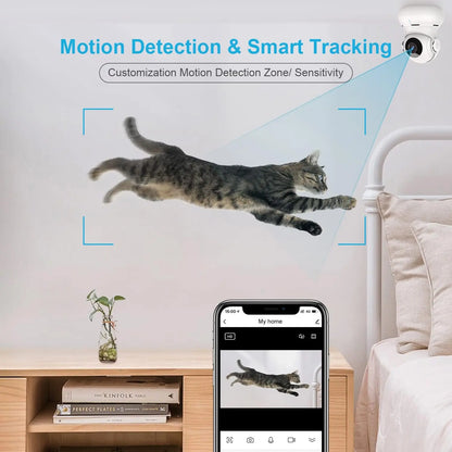 2K Indoor Camera: 360° Pan/Tilt Home Security for Pets, Motion Detection, Night Vision, 2-Way Audio, Alexa Compatible, App Control