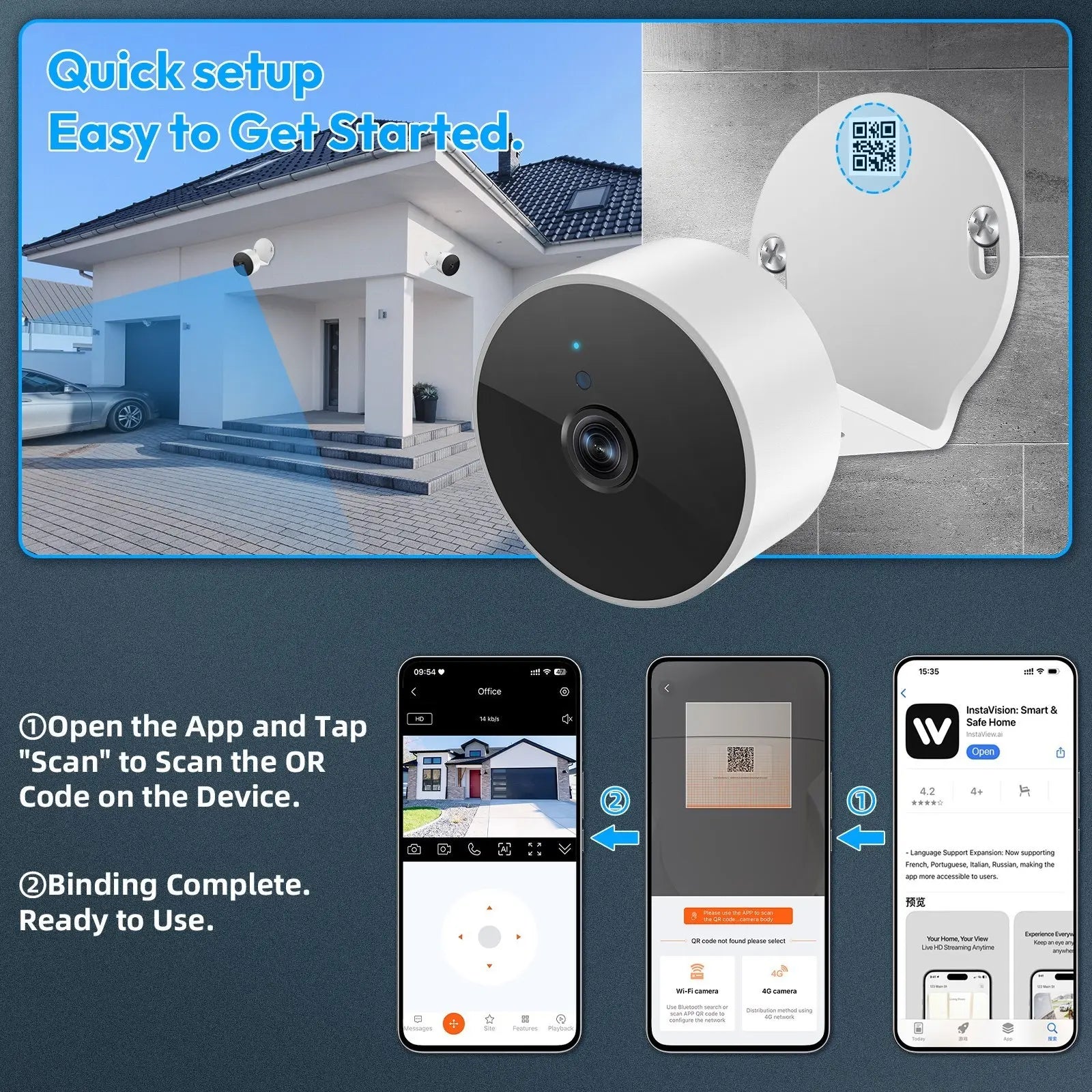 Home Security Surveillance Camera, 1Pc, Wi-Fi Smart AI Home Camera, Supports One-Touch911Alarm System, 2-Way Audio, Two-Way Speaker, Supports Voice Intercom, Animal/Human Intelligent Detection, High-Definition Display, Motion Detection Alarm,