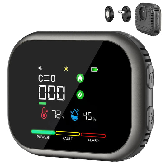 HD16 Smart Home Guardian Air & Temp Monitor 6-In-1 Portable Detector with Natural Gas Detection Temperature Humidity Sensors High-Definition Display Accurate Alerts