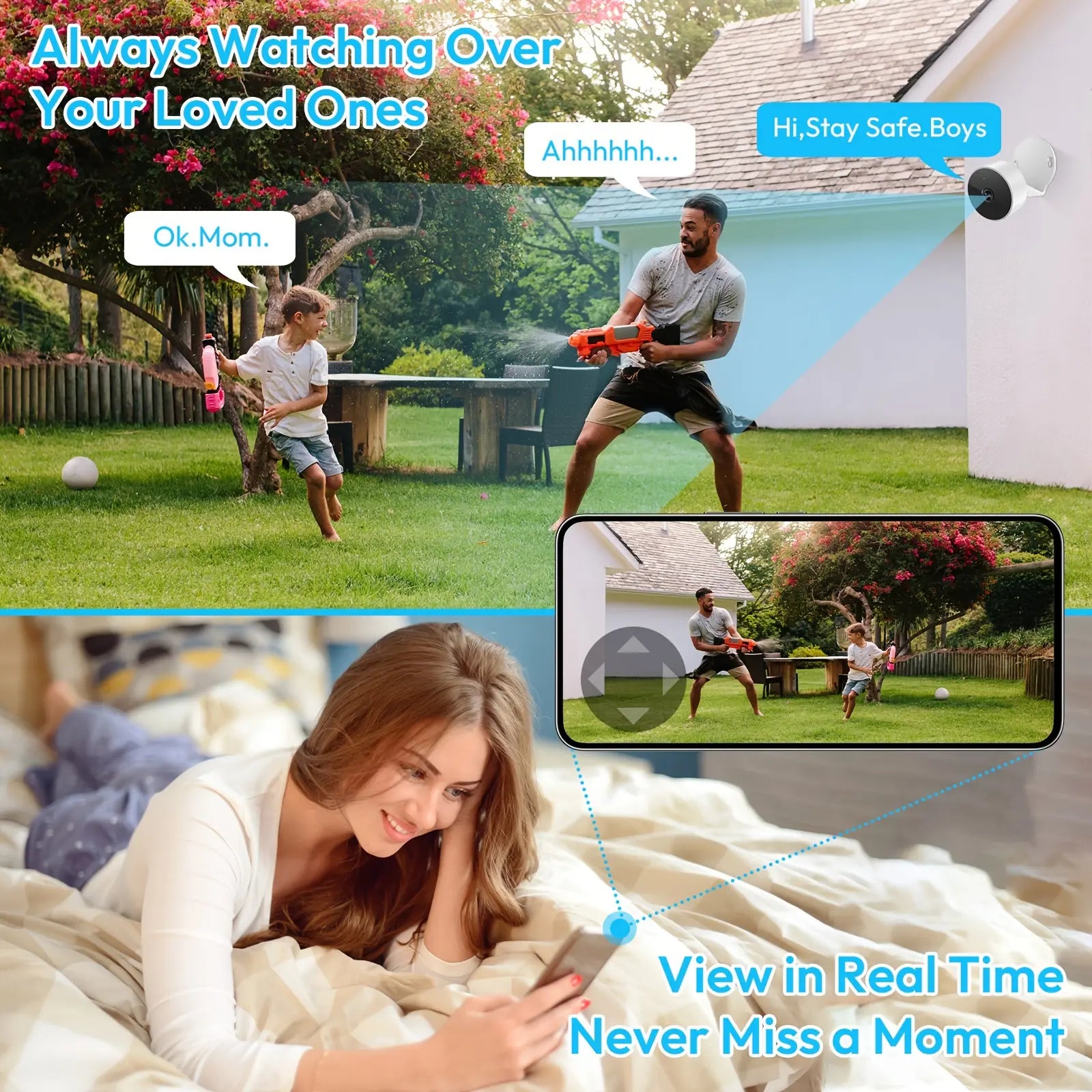 Home Security Surveillance Camera, 1Pc, Wi-Fi Smart AI Home Camera, Supports One-Touch911Alarm System, 2-Way Audio, Two-Way Speaker, Supports Voice Intercom, Animal/Human Intelligent Detection, High-Definition Display, Motion Detection Alarm,