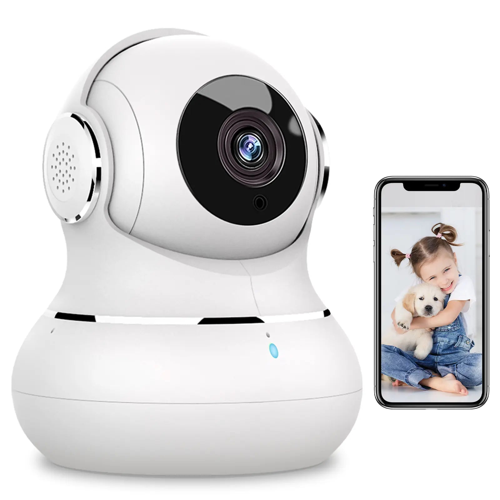 2K Indoor Camera: 360° Pan/Tilt Home Security for Pets, Motion Detection, Night Vision, 2-Way Audio, Alexa Compatible, App Control
