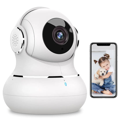 2K Indoor Camera: 360° Pan/Tilt Home Security for Pets, Motion Detection, Night Vision, 2-Way Audio, Alexa Compatible, App Control