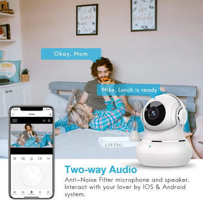 2K Indoor Camera: 360° Pan/Tilt Home Security for Pets, Motion Detection, Night Vision, 2-Way Audio, Alexa Compatible, App Control