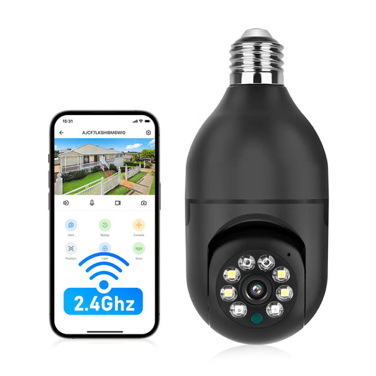 2K Wifi Light Bulb Security Camera Wireless Outdoor 3MP HD Night Vision Auto Tracking AI Human Detection 2.4 Ghz Wi-Fi Easy Install 4 Pcs